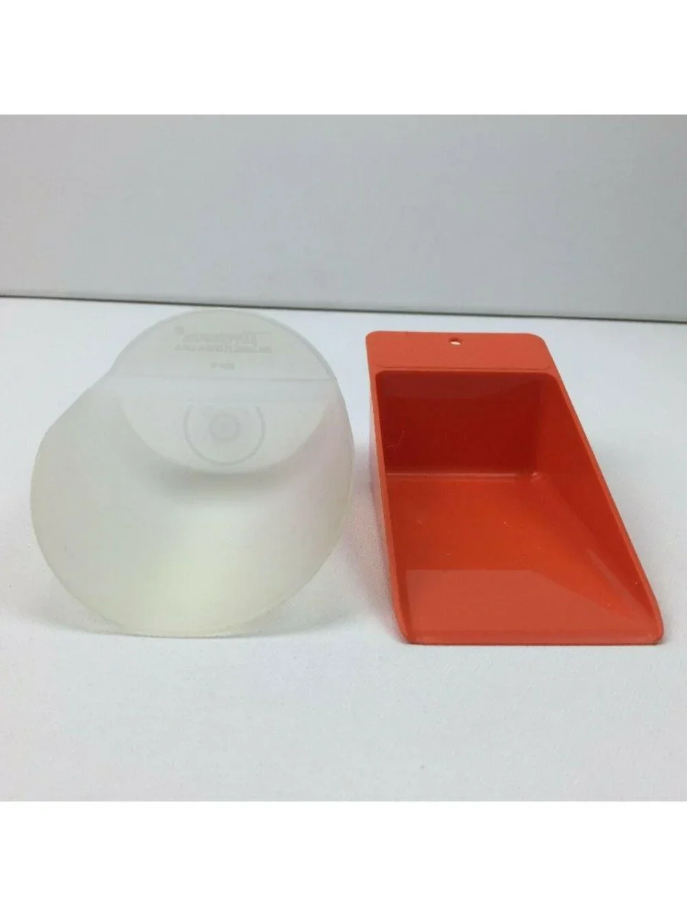 Tupperware Lot Set 2 Rocker & Canister Scoops Sheer White & Orange #292  #1452